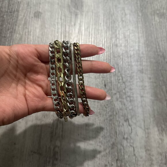 NWT Jenny bird austin cuff womens mixed metal stacked layered chain bracelet - Picture 2 of 3